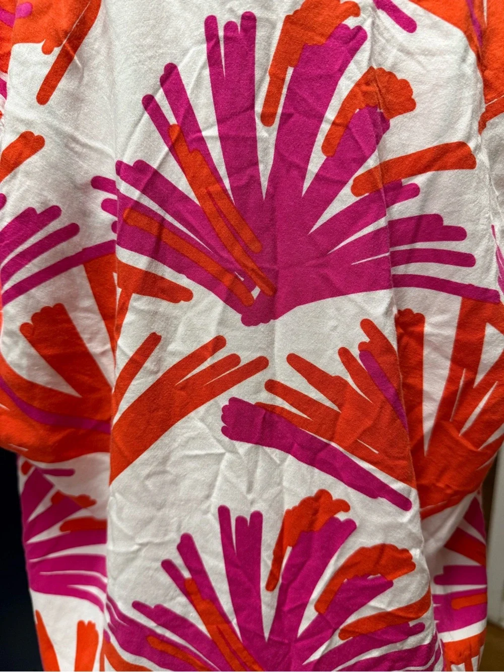 Bright Pink & Orange V-Neck Swim Cover-Up or Dress Large tropical